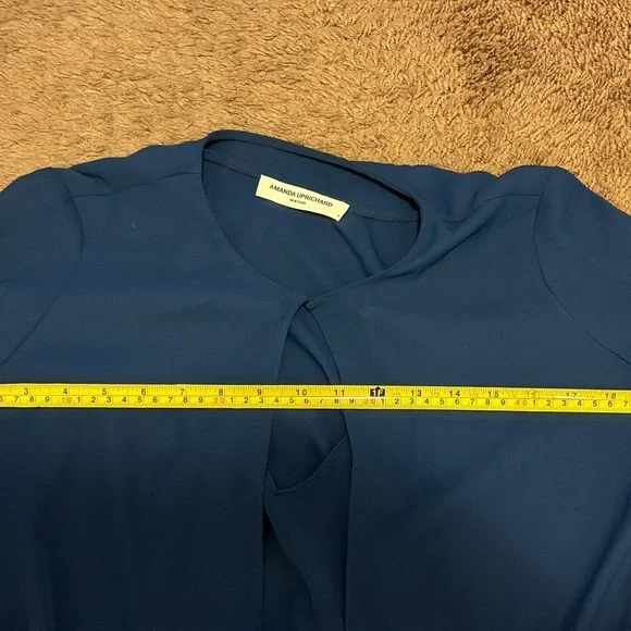 Amanda Uprichard Blue Cardigan Dress Combo Jacket Dress Tie Front Size M - Picture 4 of 8